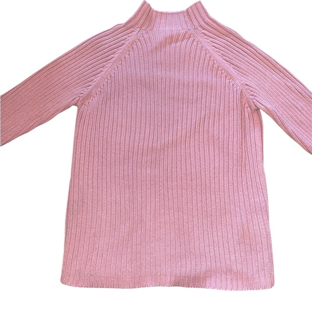 Baby Pink Ribbed Mock Neck Long Sleeve Sweater